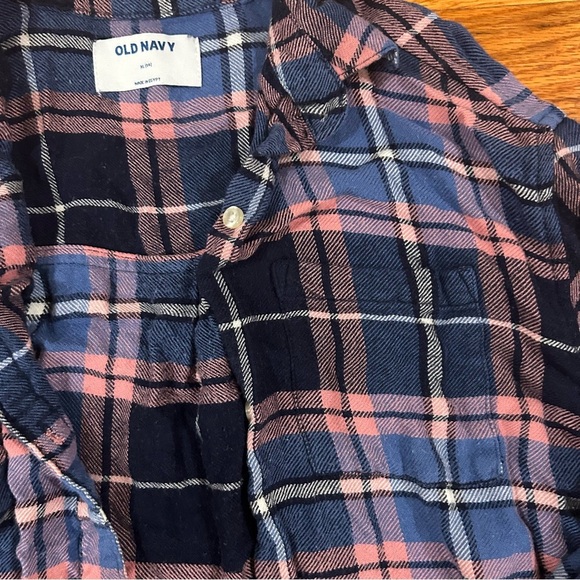 Old Navy girls XL 14 Blue and Pink Plaid Button-Up Shirt cotton soft LIKE NEW - Picture 3 of 7
